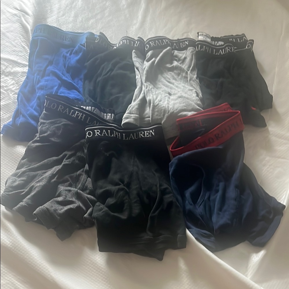 Polo by Ralph Lauren Black and Gray Boxer Briefs 100% Cotton Men’s Small 7 pairs